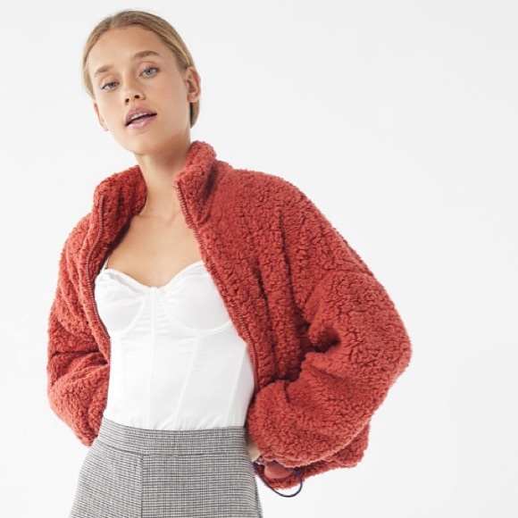 willow fuzzy drawstring teddy jacket